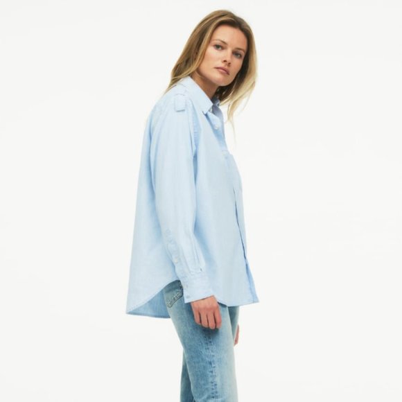ZARA NEW WOMAN OVERSIZE DENIM SHIRT LIMITED EDITION LIGHT BLUE 5216/266 Size M - Picture 2 of 9